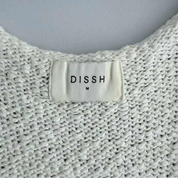 DISSH DION OFF WHITE BOUCLE KNIT VEST M Ivory Textured Boho Minimalist Top - Picture 7 of 12